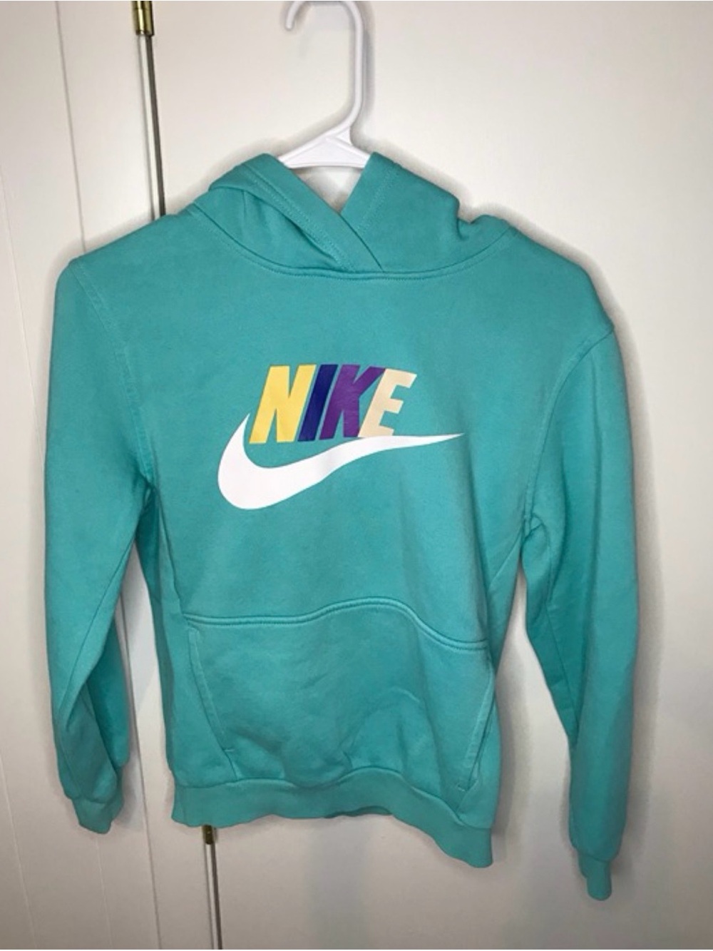 Nike Girls Teal Pullover Hoodie | Black Logo Tag | Size L